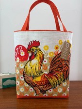 Vintage 1972 Calendar Rooster Farm Linen Kitchen Towel Tote Shopping Bag NEW 873 picture