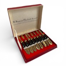 S. Samran Thailand Thai Art Bronze Letter Openers Set of 8 Vintage Boxed picture
