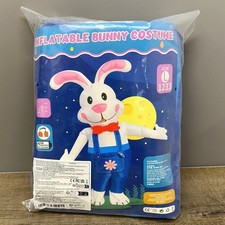 Inflatable Bunny Costume Blue Overalls Easter Rabbit Adult Size L 1233 New picture