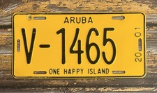 2001 Aruba ONE HAPPY ISLAND License Plate V-1465 picture