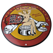 Vintage Snap-On Tools Porcelain Sign - Auto Wrench Gas Service Garage Shop Sign picture