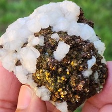 Magical Chalcopyrite With Fluorescent Calcite Specimen, 108gm, US SELLER picture