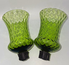 Vtg Set of 2 Homco Green Honeycomb Pattern Votive Holders with Gromets picture