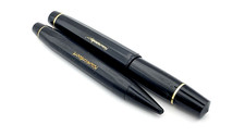 VINTAGE KAWECO SPORT FOUNTAIN PEN SET IN BLACK 14K GOLD MEDIUM NIB GERMANY OC picture