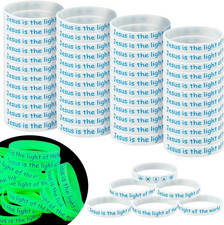 100 Pcs 2026 VBS Rubber Wristbands Glow in the Dark Jesus Is the Light of the Wo picture