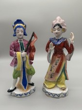 Vintage Pair Occupied Japan Porcelain Figurines – Chinese Opera Actor & Dancer picture
