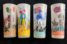 Vintage Knox Oil Company 4 Flags Texas Frosted Glass Tumblers  1960s picture