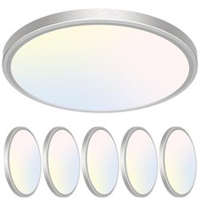 Libtit 7 Inch Nickel Brushed Flush Mount Ceiling Light, 15W, 6 Pack, 3000K/40... picture