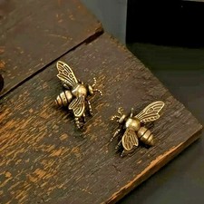 Pair Vintage Style Solid Brass Copper Honey Bee Figurine Insect Bee 1.5