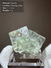 Zhejiang China Pale Green Fluorite Cubic Crystal Stepped Growth 17g Miniature picture