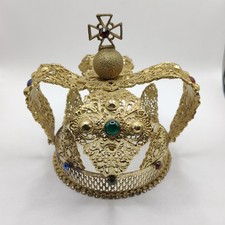 Vintage Infant of Prague Statue Replacement Crown Gold Filigree Jeweled 5 