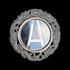 Antique Japanese Meiji Sterling Silver Dragon Miniature Photo Picture Frame picture