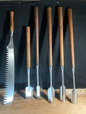 USED: Japanese Ice Carving Chisels, gouges and Saw Set - 5 chisels & 1 Saw picture