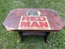 Vtg Red Man Chewing Tobacco Stool Bench Folk Art Americana Native American Cigar picture