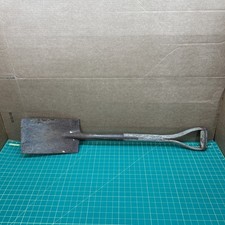 Antique VTG HEAT TREATED Shovel Tool UNIQUE Split Wood handle #2 HAS CRACK picture