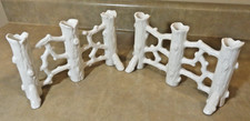 Antique German White Ceramic Faux Bois 2 - piece Modular Fence Vases picture
