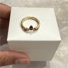 Pandora Disney Frozen Queen Anna Tiara Ring 14k Gold Plated Purple Stones picture