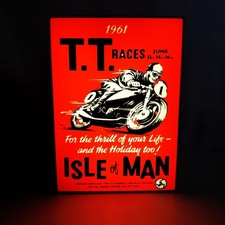 Isle of Man TT Races 1961 Light Box Sign – Retro Motorcycle Racing Decor – 7