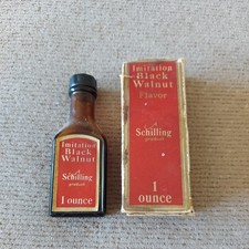  Vintage 1930s Shillings Brand Black Walnut Extract Bottle and Box Very Rare picture