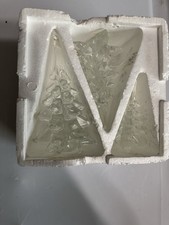 Lillian Vernon Clear Glass Christmas Tree Set of 3 1984 4in H x 3in W picture