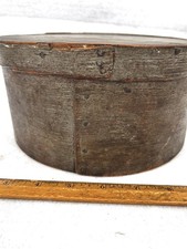 antique pantry box 8.75 x 4.25 round blue paint original signed 19thc  picture