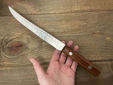 Vtg E Warther & Son Knife 9” Stainless Blade Carving Slice Full Tang Wood Handle picture