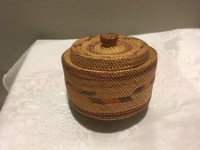 Antique Nootka / Makah Trinket Basket with Lid 4.0