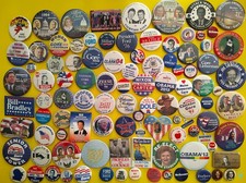 100 Diff PRESIDENTIAL POLITICAL CAUSE Campaign Pinbacks Pins Buttons 1940s + Lot picture