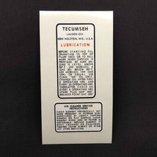 TECUMSEH ENGINE SERVICE DECALS, Vinyl STICKERS for Mini Bike, Go Kart, Mower picture