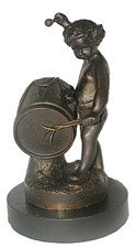 Antique Bronze Cherub Child Drummer Statue picture