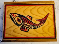 ALASKA SMOKEHOUSE SOCKEYE SALMON WOOD BOX picture