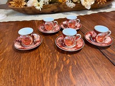 Vintage hand-painted KUTANI SEISEI porcelain teacups and saucers (1950-1970) picture