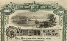 Antique 1885 West Shore Railroad $1,000 Gold Bond 🛤️ Certificate w/ Coupons picture
