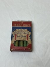Vintage 1940s Betty Bolling 12 Birthday Candles Box Green Candle Craft picture