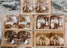 5 Antique Keystone Stereoviews 1899-1900 B.L. Singley Comic Social History Rare picture