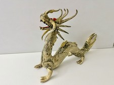 Chinese Japanese Asian Dragon Statue Unusual Carved Texture Prehistoric Style picture