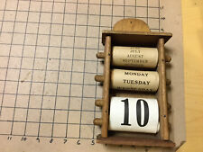 Vintage Original -Early wooden Calendar Wall Hang with paper loops missing cover picture
