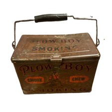 Antique Plow Boy Smoking & Chewing Tobacco Advertising Lunch Pail – Early 1900s picture