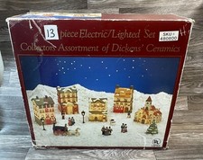 Vintage Dickens Collectors 13 Piece Village Town NO light cords picture