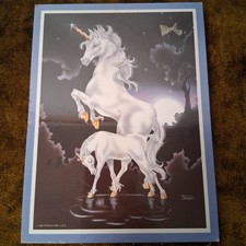 Vintage Ferraro Unicorn Art Print Stapco Wall Hanging Plaque Decor USA Mystical picture