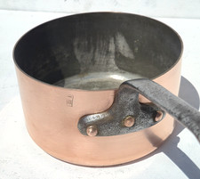 Vintage 8.9inch French Copper Pan Toque Chef Good Tin Lining 2mm 6.6lbs picture