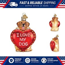 Old World Christmas I Love My Dog Glass Ornament Handcrafted Holiday Tree picture