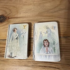 VINTAGE 1936 ANTIQUE CELLULOID 1ST COMMUNION PRAYER BOOKS One W/CRUCIFIX picture