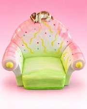 Vintage 1998 Poupée Millet Sango Ceramic Miniature Chair Sleeping Dog Signed picture