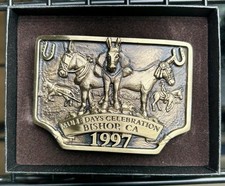 MIB Vintage 1997 Bishop Mule Days Bronze Belt Buckle Ltd Ed #1590/2500 FREESHIP picture