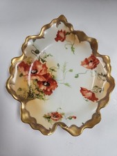 ANTIQUE LIMOGES FRANCE Elite Works BOWL LEAF SHAPED DISH Signed Handpainted picture