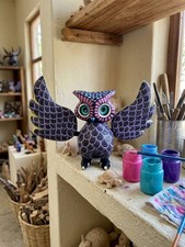 Oaxacan Alebrije Owl 8in Fuentes Workshop Mexican Folk Art Carving picture