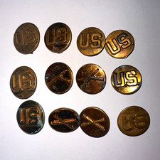 Mixed Lot 12 WWI WWII Era US Army Collar Disks Field Artillery Infantry  picture