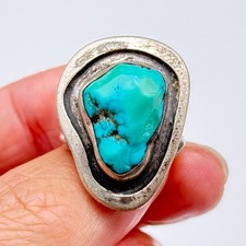 Vintage Alberto Contreraz Turquoise Sterling Silver Ring Size 5.5 picture