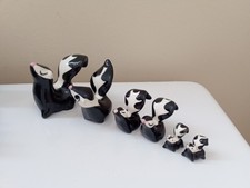 Vintage Hagen-Renaker ? Miniature Skunks Family 6 Piece Pink Nose picture